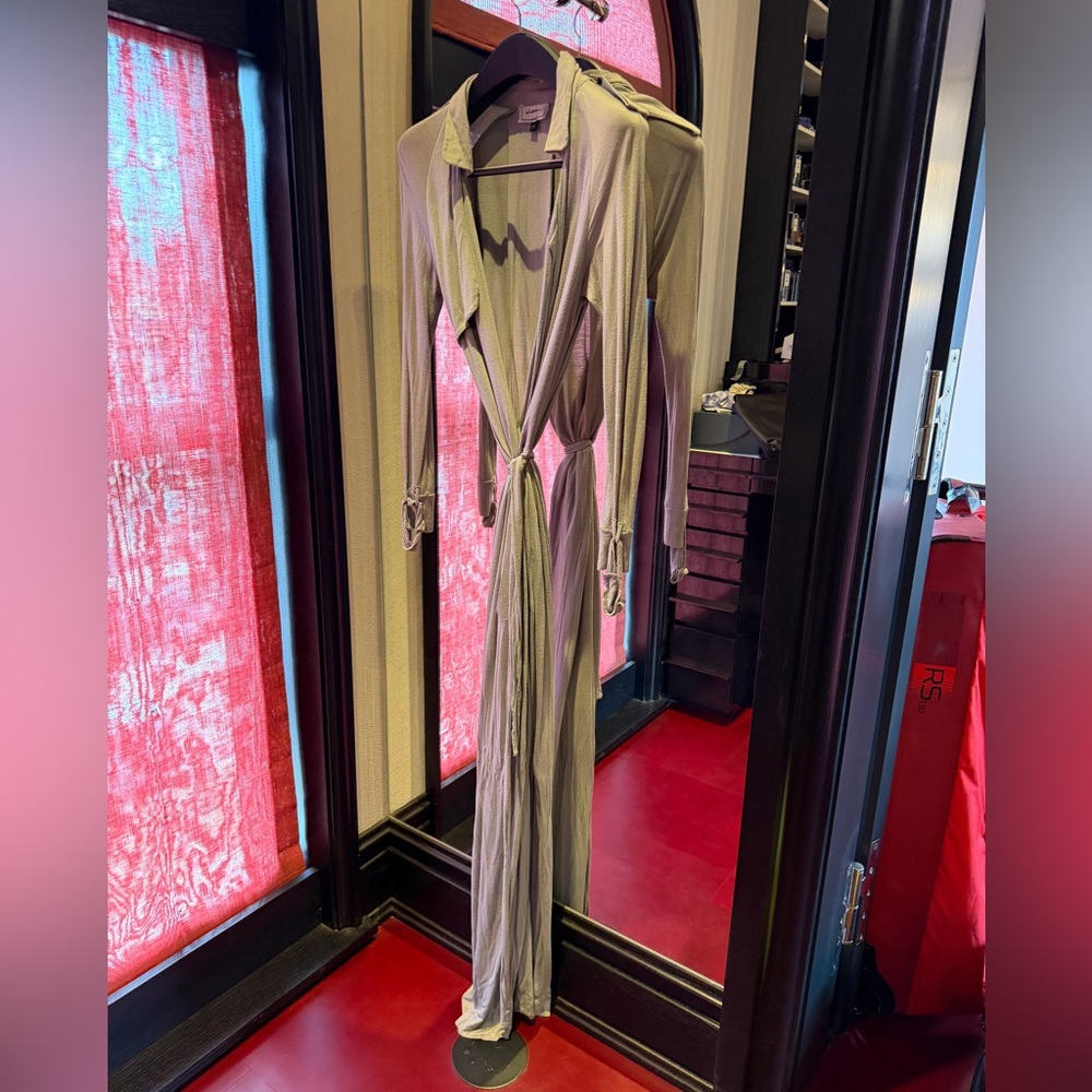Elegant Long Sleeve Tie-Waist Trench-Style Soft Jacket - medium
